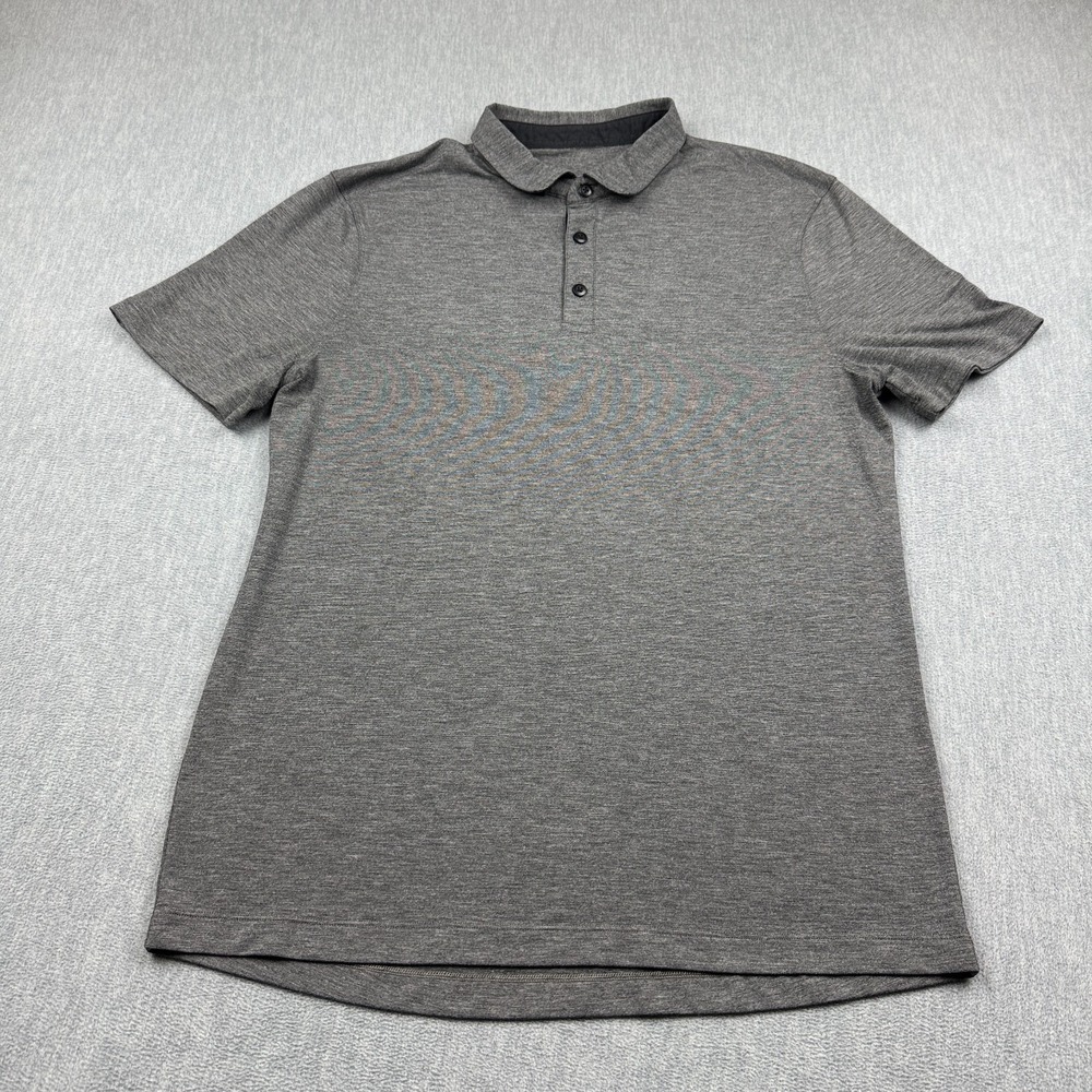 Lululemon‎ Evolution Polo Shirt Mens Large Gray Stretch Golf Performance Collar